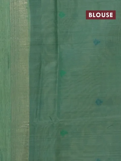Pista Green and Green Pichwai Pallu Jamdhani Cotton Saree